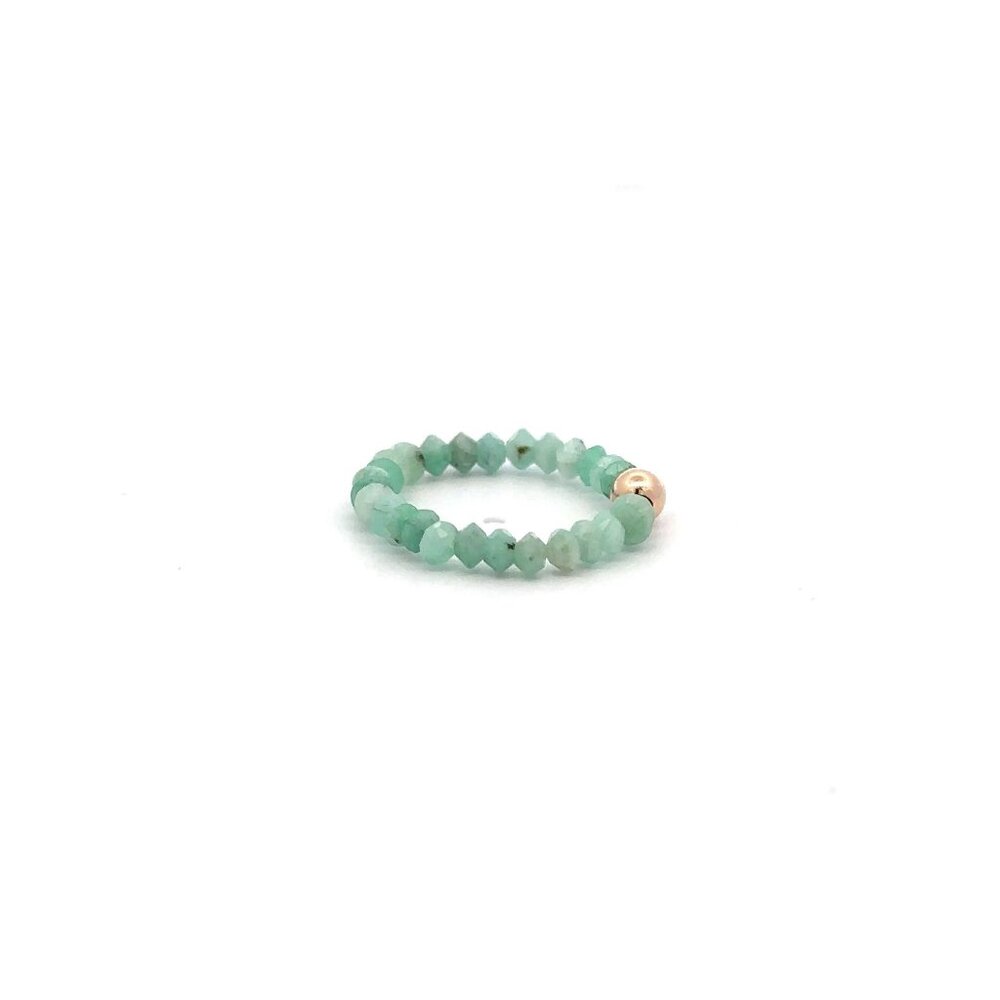 14K Gold Emerald Micro Faceted Stretch Ring Handmade Elastic Gemstone Band - Picture 5 of 7